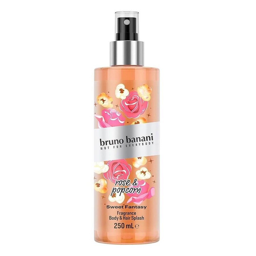 Boutique Bruno Banani Brume pour le corps et les cheveux Sweet Fantasy Rose amp ; Popcorn, 250 ml Bruno Banani Brume pour le corps et les cheveux Sweet Fantasy Rose amp ; Popcorn, 250 ml