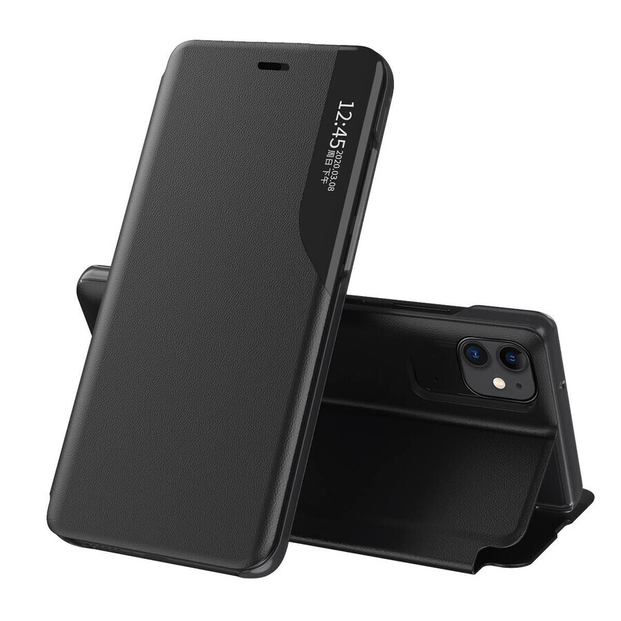 Eco Leather View Case elegante funda con tapa abatible y función de soporte iPhone 13 mini negro