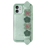 Kingxbar Sweet Series gel case decorated with genuine Swarovski Crystals with stand iPhone 12 Pro Max green