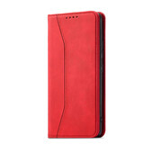Magneet Fancy Case Samsung Galaxy S23 Ultra hoesje met klep portemonnee standaard rood
