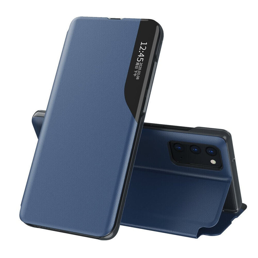 Eco Leather View Case elegant case with flip cover and stand function Samsung Galaxy A72 4G blue