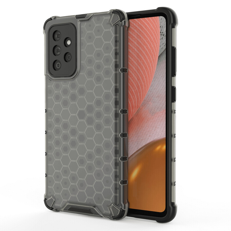 Honingraat gepantserd hoesje met gel frame Samsung Galaxy A72 4G zwart