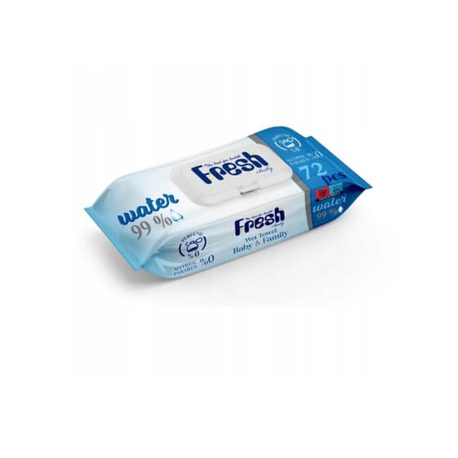 Fresh Baby, Șervețele umede cu clip, albastru, 72 bucăți