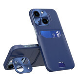 Leren Stand Case voor iPhone 14 Plus kaart portemonnee hoesje met standaard blauw