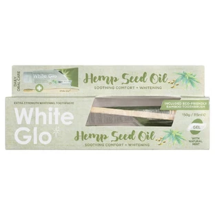White Glo Hennepzaadolie Tandpasta Whitening tandpasta met hennepolie 150 g + bamboe tandenborstel