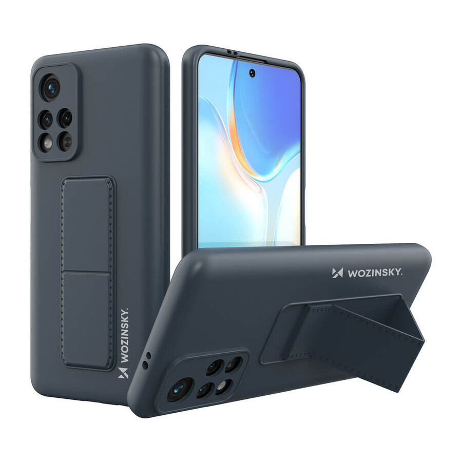Wozinsky Kickstand Case Custodia in silicone con supporto per Xiaomi Poco M4 Pro 5G blu navy