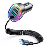Joyroom 4-in-1 PD, QC3.0, AFC, FCP încărcător auto rapid cu cablu Lightning 1.6m 57W negru (JR-CL20)