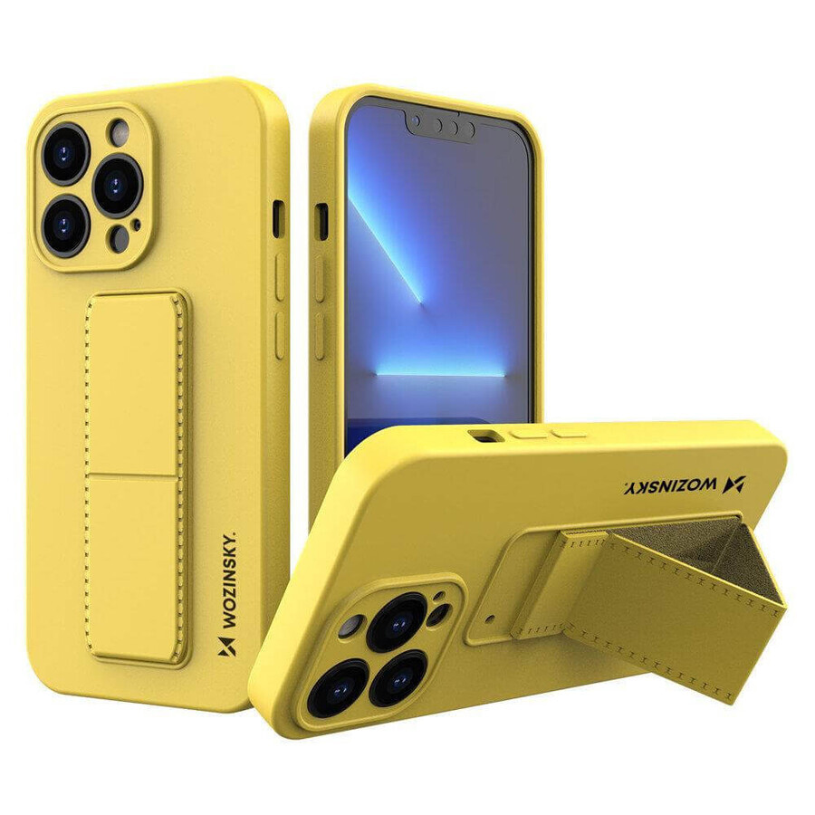 Wozinsky Kickstand Case siliconen hoesje met standaard iPhone 13 mini geel