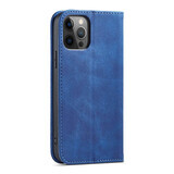Magneet Fancy Case voor iPhone 12 Pro Max kaart portemonnee hoesje kaart standaard blauw