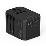 GaN Choetech PD6045 USB-C USB-A 45W travel charger with US EU UK AU plugs - black.