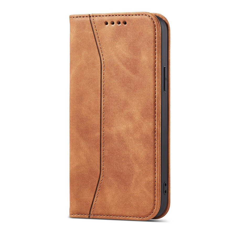 Magnet Fancy Case für iPhone 13 Pro Karte Brieftasche Fall Karte Stand braun