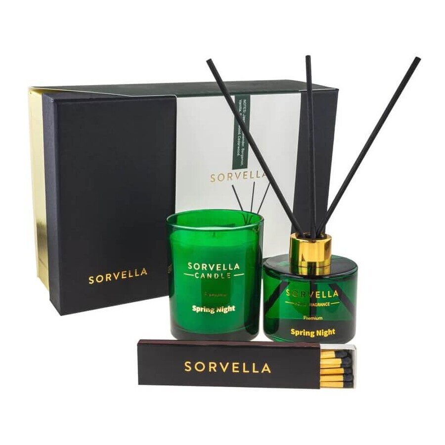 Sorvella Perfume Spring Night Set Duft-Diffusor 120 ml + Duftkerze 170 g + Streichhölzer