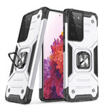 Wozinsky Ring Armor gepanzerte Hybridhülle + Magnethalterung Samsung Galaxy S22 Ultra silber