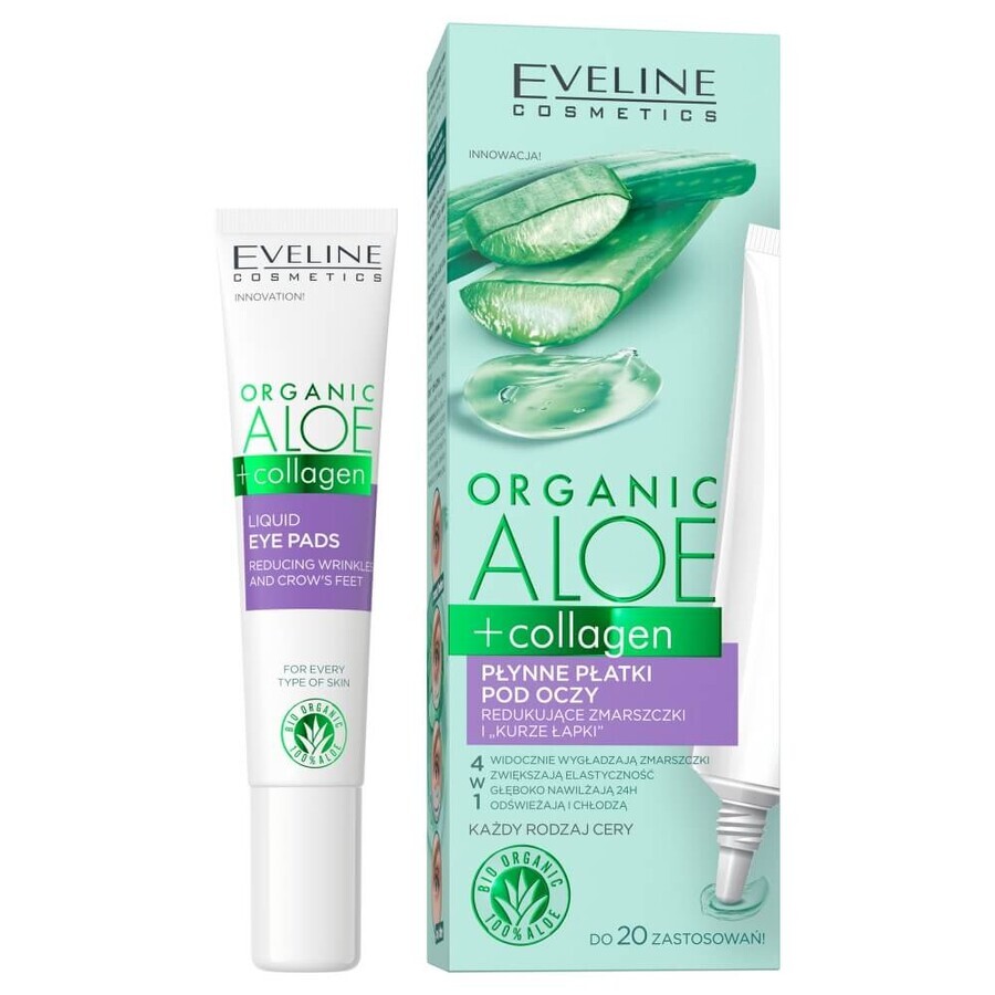 Buy Eveline Cosmetics Organic Aloe + Collagen Liquid eye patches to reduce wrinkles and crow's feet, 20 ml. Eveline Cosmetics Organic Aloe + Collagen Liquid eye patches to reduce wrinkles and crow's feet, 20 ml.