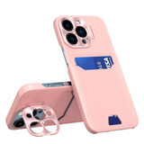 Leren Stand Case voor iPhone 14 Pro Max kaart portemonnee hoesje met standaard roze