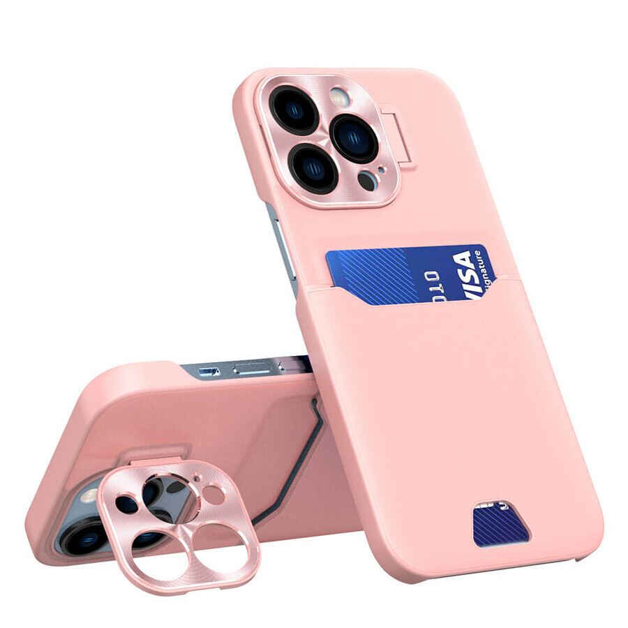 Étui en cuir pour iPhone 14 Pro Max étui portefeuille avec support rose