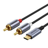 Cablu audio Ugreen USB tip C (male) - 2RCA (male) 1.5m gri (20193 CM451)
