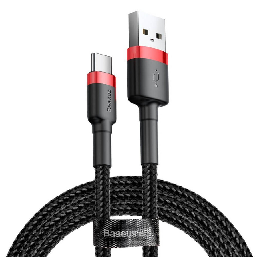 Baseus Cafule Cable heavy-duty nylon USB / USB-C QC3.0 2A 3M black-red cable (CATKLF-U91)