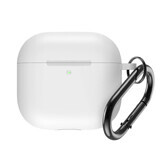 Siliconen hoesje voor Airpods 4 met karabijnhaak - wit