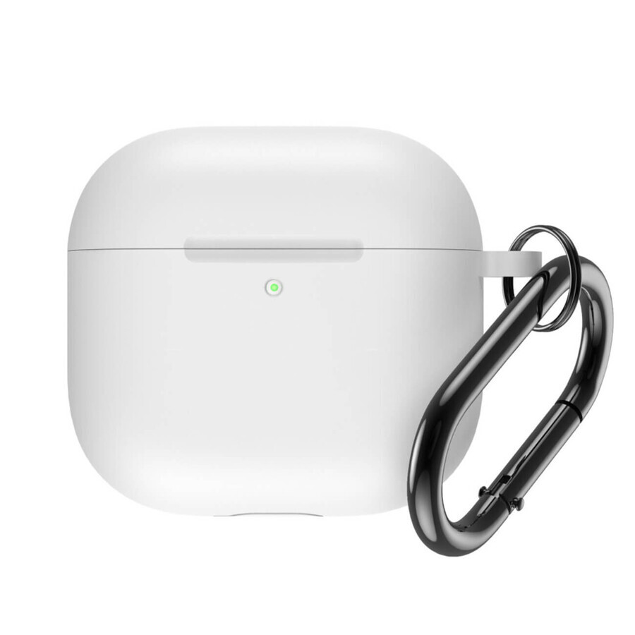Silicone case for Airpods 4 with carabiner - white
