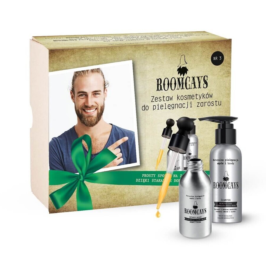 Roomcays Männerkosmetik-Set #3 Bartshampoo, 120ml + Bartöl, 50ml