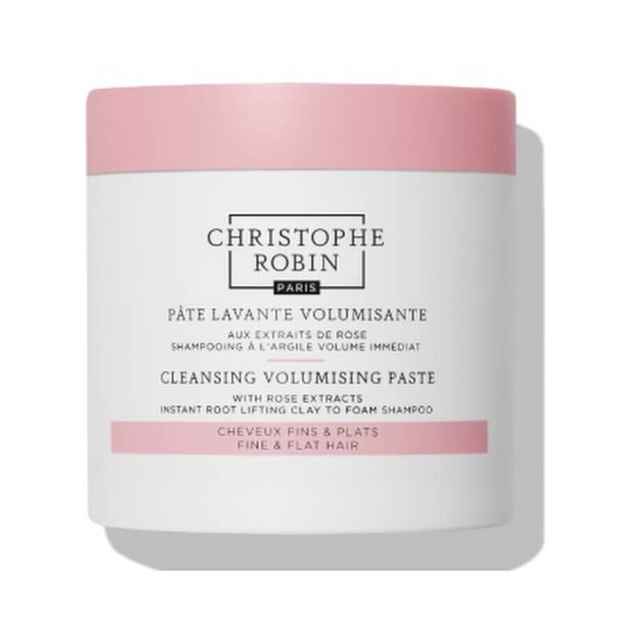 Christophe Robin Pasta Limpiadora Voluminizadora Con Extractos De Rosas Champú en pasta limpiador para levantar el cabello de raíz, 75ml