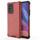 Honingraat gepantserde hoes met gel frame Xiaomi Redmi K40 Pro+ / K40 Pro / K40 / Poco F3 rood