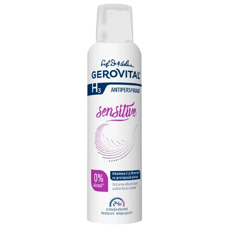Gerovital H3 Classic Sensitive Antitranspirant Deodorant, 150 ml, Farmec