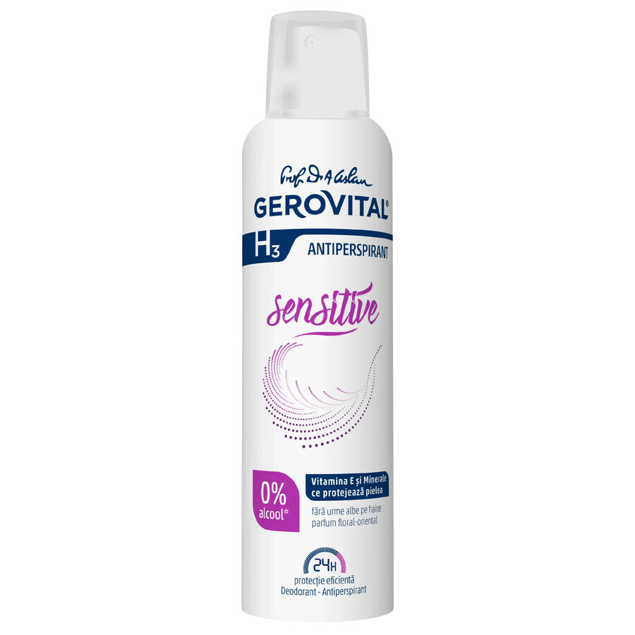 Gerovital H3 Classic Sensitive Antitranspirant Deodorant, 150 ml, Farmec