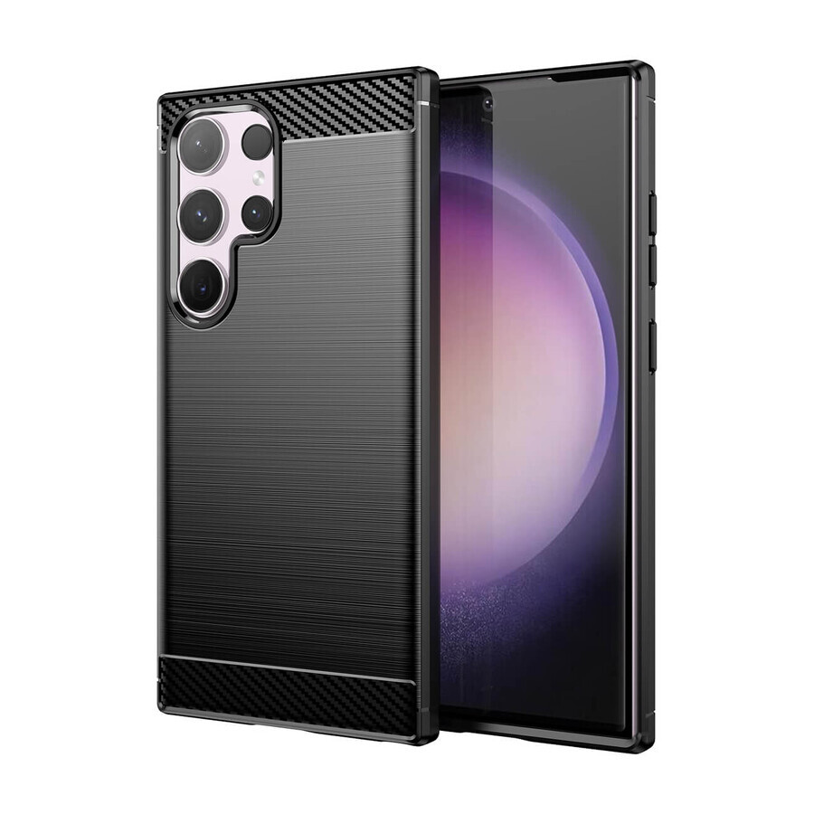 Carcasă Carbon pentru Samsung Galaxy S24 Carcasă ultra flexibilă din silicon carbon - negru