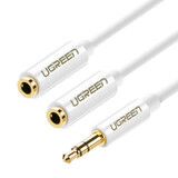 Ugreen cablu splitter pentru căști cablu mini jack 3.5mm - 2 x mini jack 3.5mm (2 x ieșire stereo) 20cm alb (AV134)