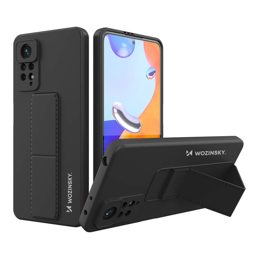 Wozinsky Kickstand Case étui en silicone avec support pour Xiaomi Redmi Note 11 Pro noir