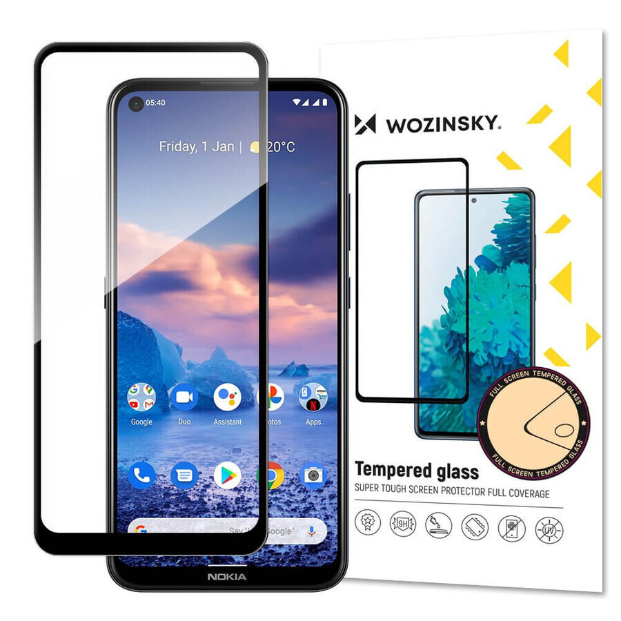 Wozinsky superstarke Full Glue voll Bildschirm gehärtetes Glas mit Case Friendly Nokia 5,4 Rahmen schwarz