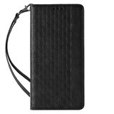 Magneet Strap Case iPhone 14 Plus flip cover portemonnee mini sleutelkoord stand zwart