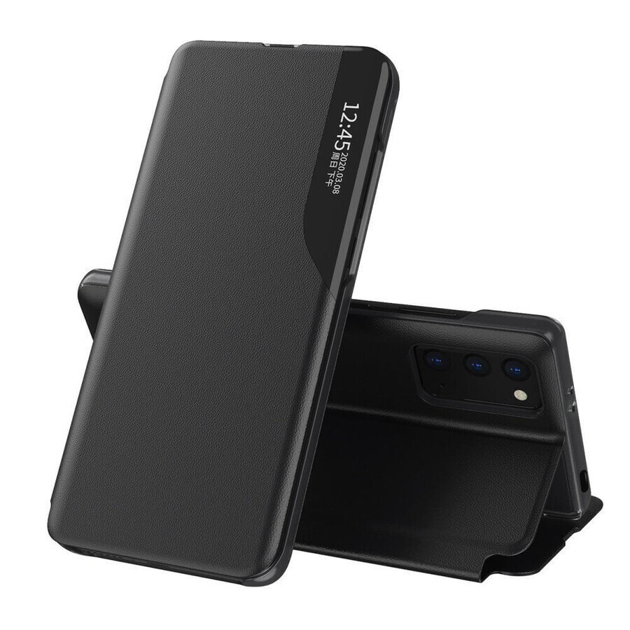 Eco Lederen View Case elegante case met flip cover en standaard functie Xiaomi Poco M3 / Xiaomi Redmi 9T zwart