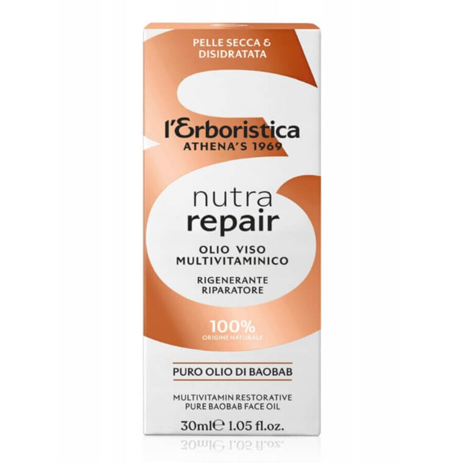 L Erboristica Nutra Repair Multivitamine ulei de față regenerant cu ulei pur de baobab, 30 ml