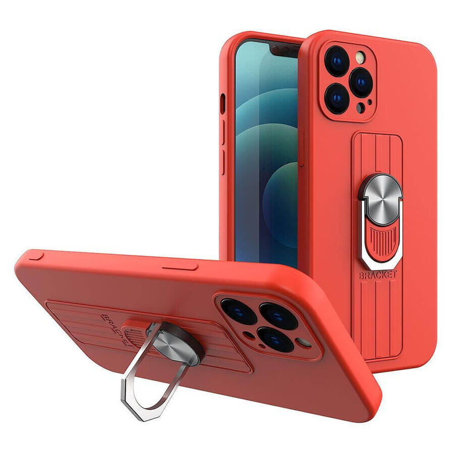 Funda de silicona Ring Case con asa para los dedos y soporte para Samsung Galaxy A13 5G rojo