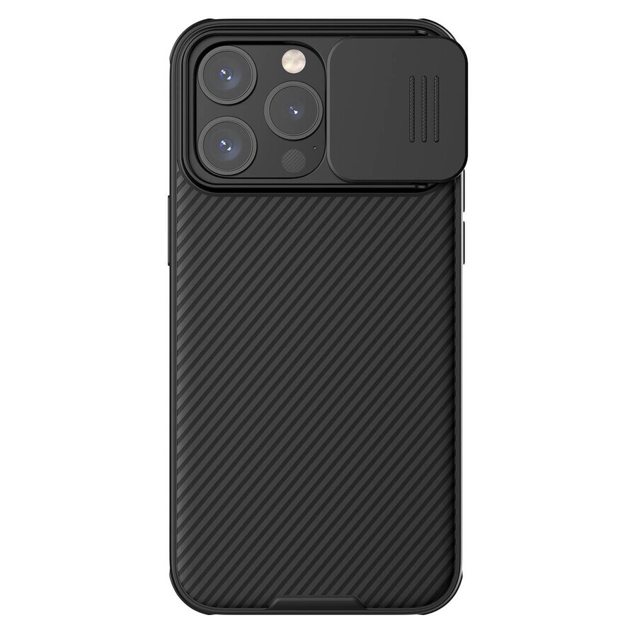 Gepantserde Nillkin CamShield Pro magnetische hoes voor iPhone 15 Pro met cameradeksel - zwart