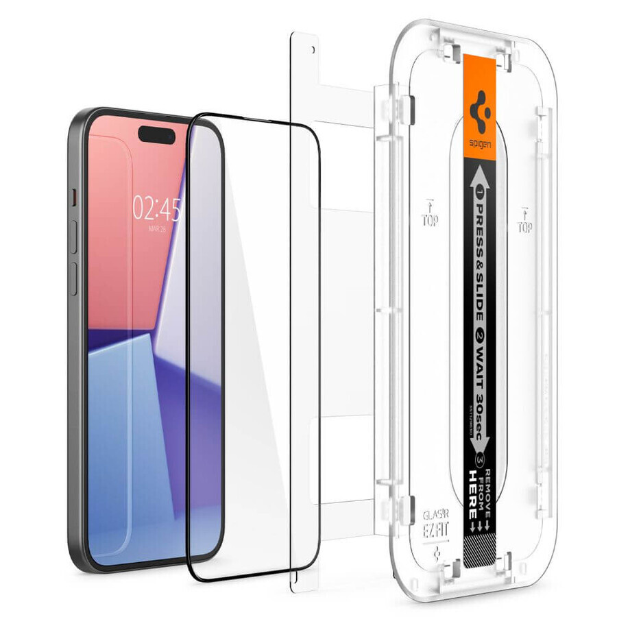 Spigen Glas.tR EZ Fit FC tempered glass for iPhone 15 Plus - black