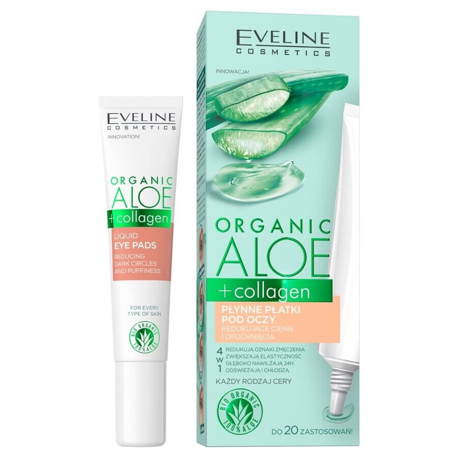 Eveline Cosmetics Bio-Aloe + Kollagen Flüssige Augenpflaster gegen Augenringe und Schwellungen, 20 ml