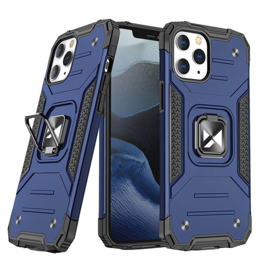 Wozinsky Ring Armor gepantserde hybride hoes + magnetische houder iPhone 13 Pro Max blauw