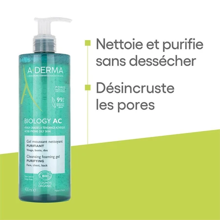 A-Derma Biologie AC Biologische Reinigende Schuimgel voor een Vette, Acnegevoelige Huid 400ml
