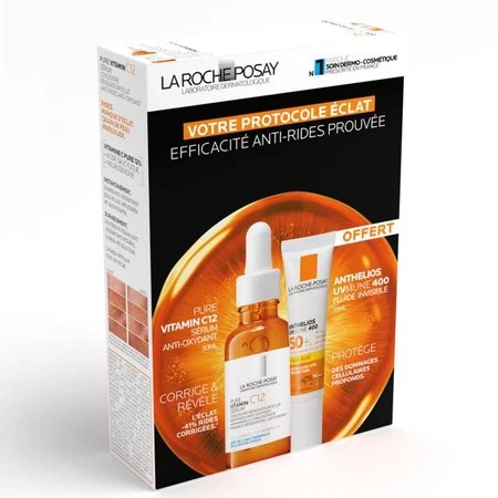 La Roche-Posay Toleriane Serum Facial Antiarrugas C12 + Anthelios Protector Solar SPF50+ 45ml Set de Regalo
