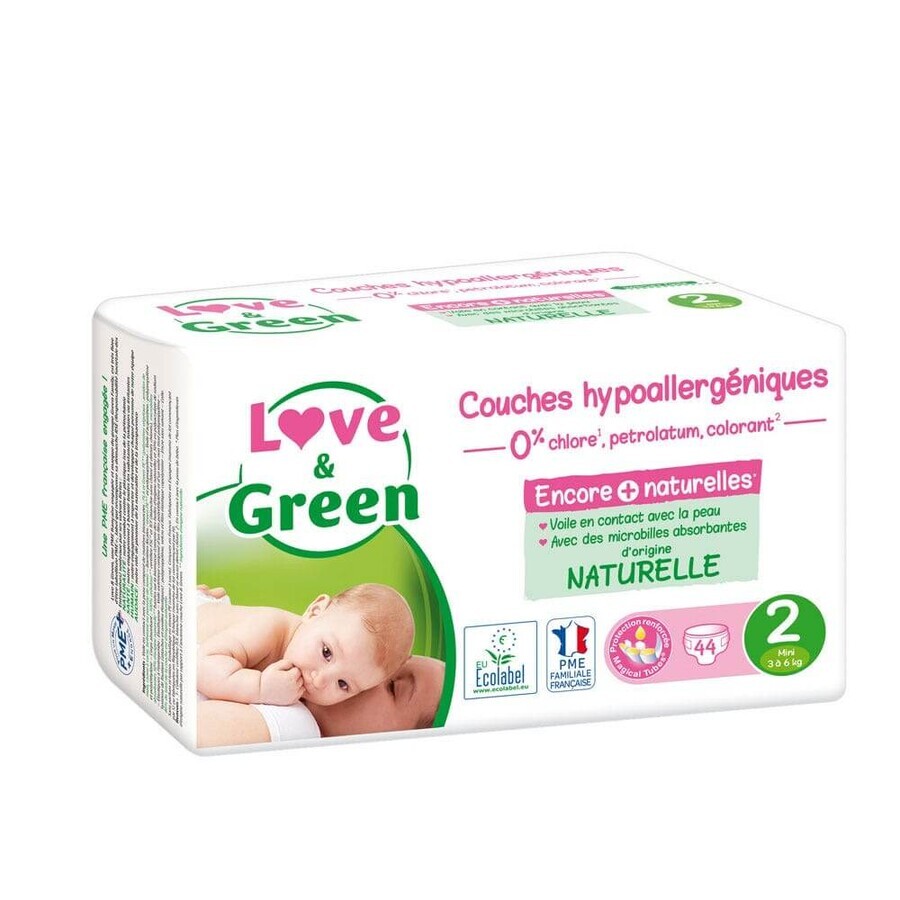 Buy Love&Green Hypoallergenic Diapers Size 2 3 to 6 kg x44 Love&Green Hypoallergenic Diapers Size 2 3 to 6 kg x44