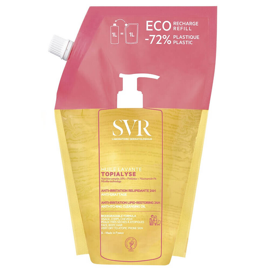 Svr Topialyse Cleansing Oil Eco-Recharge Liniștitor, hidratant 24h Protecție anti-uscăciune 1L