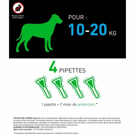Frontline Combo Spot-on dog M from 10-20kg 4 pipettes 1.34 ml