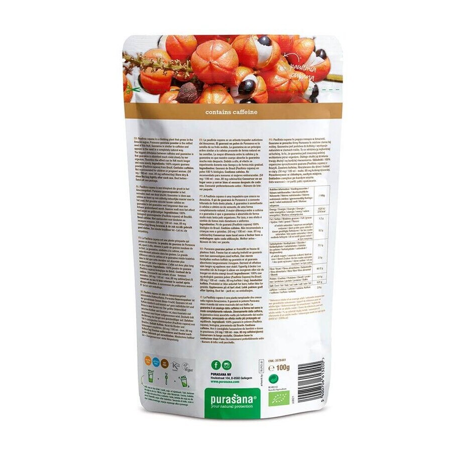 Purasana Guaraná Ecológico en Polvo 100g