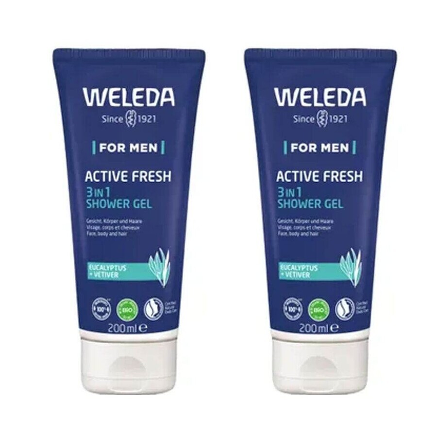 Winkel op Weleda Men's Active Fresh 3 en 1 Gel Douche 2x200ml Weleda Men's Active Fresh 3 en 1 Gel Douche 2x200ml