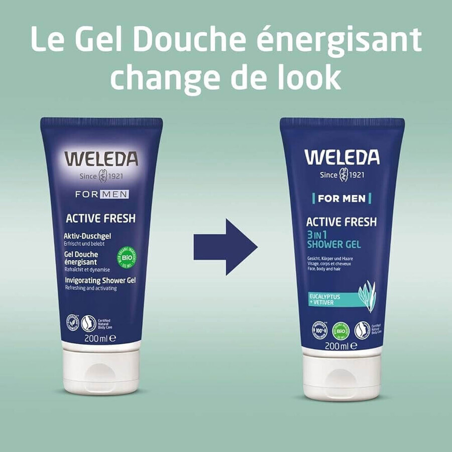 Weleda Men's Active Fresh 3 en 1 Gel Douche 2x200ml Weleda Men's Active Fresh 3 en 1 Gel Douche 2x200ml