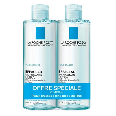 La Roche-Posay Effaclar Agua Micelar Purificante Piel Grasa y Sensible Piel Grasa 2x400ml